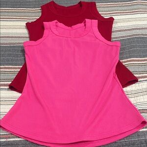 Sleeveless Pink and Red Ribbed Tops